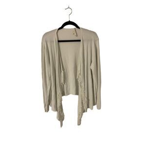 EMALINE woman off white fringed cardigan